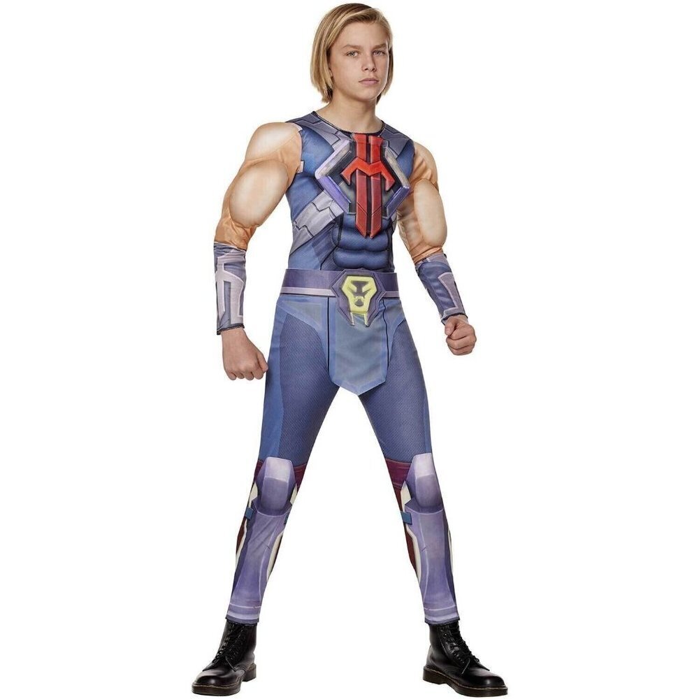NEW He-Man Halloween Costume Masters of Universe Boys Medium 8 Jumpsuit Belt